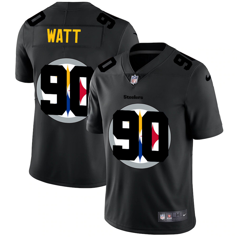 Men's Pittsburgh Steelers #90 T. J. Watt 2020 Black Shadow Logo Limited Stitched Jersey